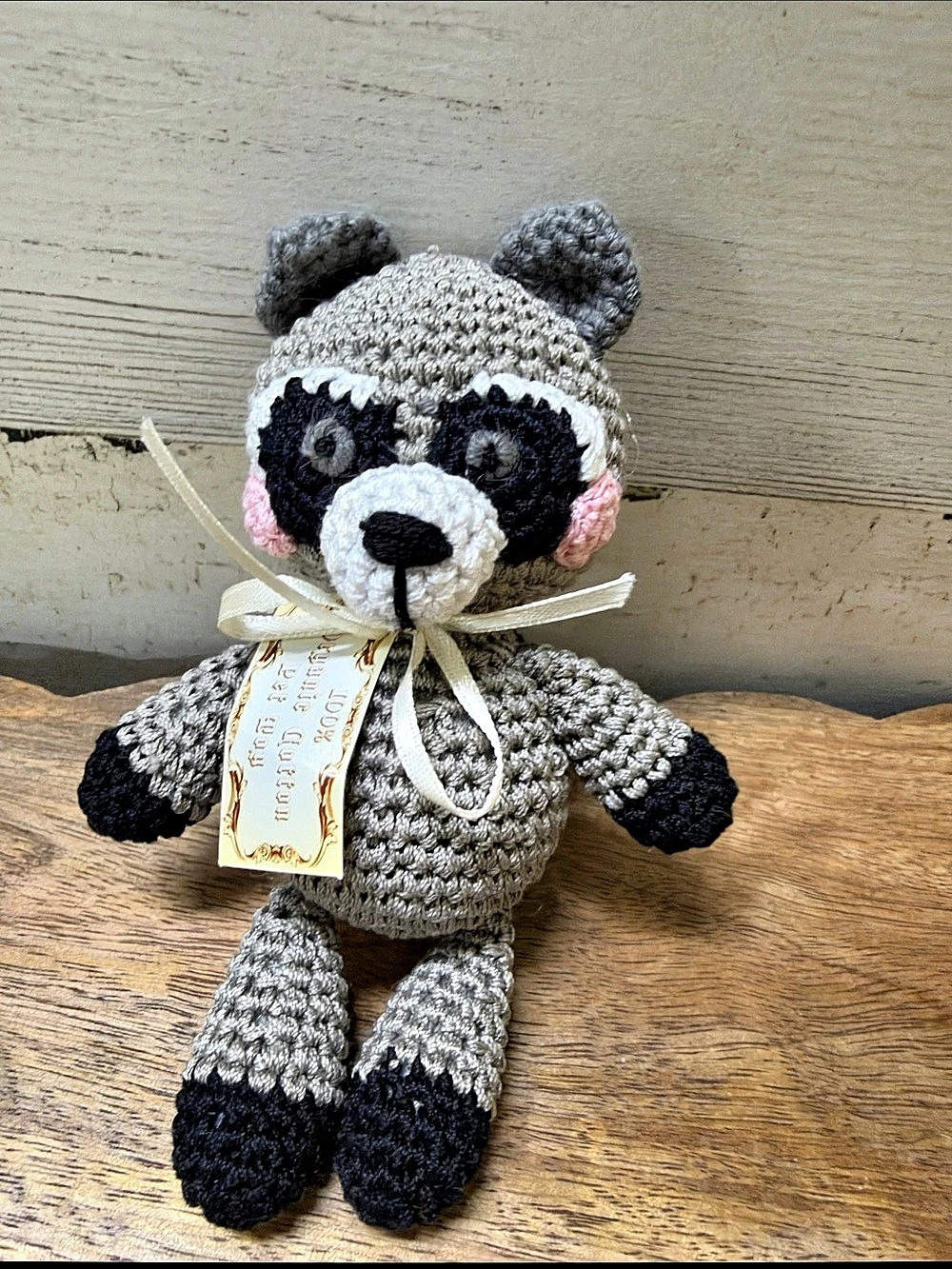 Pet Flys Gray & Black Raccoon Organic Cotton Pet Toy